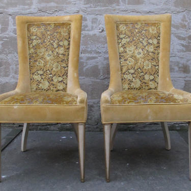 PAIR MID CENTURY MODERN HIGH BACK SIDE CHAIRS adrian pearsall mastercraft baker