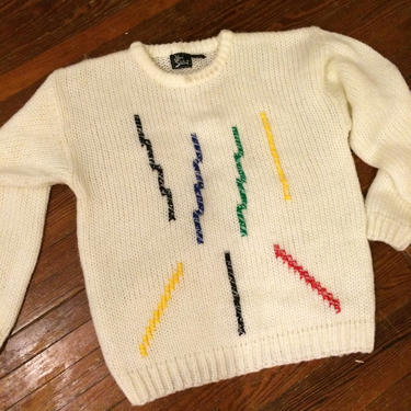 Vintage Primary Color Zig Zag 80s Sweater 