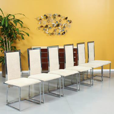 Thayer Coggin Chrome Dining Chairs Set by Milo Baughman 