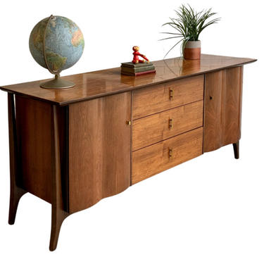 Extra LONG Mid Century MODERN Walnut CREDENZA / Triple Dresser in the style of Edmund Spence 