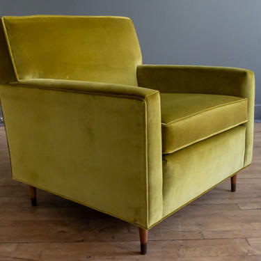 Green Velvet Baughman Style Lounge Chair