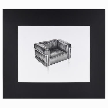 Watercolor Painting LC2 Fauteuil Grand Confort Armchair Interior Design Mid Century Modern 