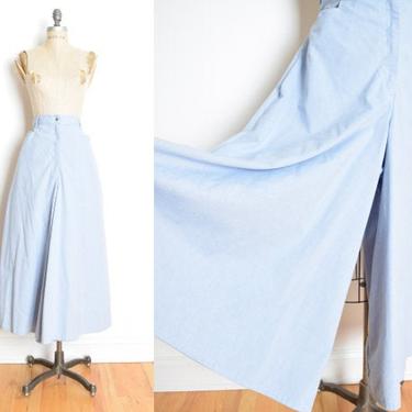 vintage 70s pants blue chambray wide leg palazzo gaucho high waisted jeans XL 