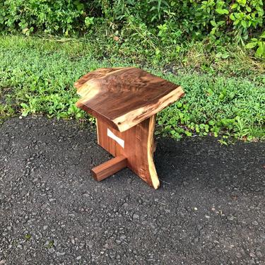 George Nakashima Inspired Side Table / End Table / Mid Century Modern / Wood Stool / Danish Modern / Accent Table / Live Edge / Walnut 