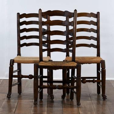 Set Of 3 Late 19Th Century Ladder Back Dining Chairs