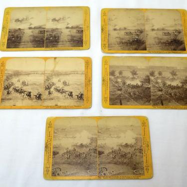 Antique 5 CIVIL WAR GETTYSBURG BATTLE STEREOVIEW PHOTOGRAPH CARDS Prisoners Guns