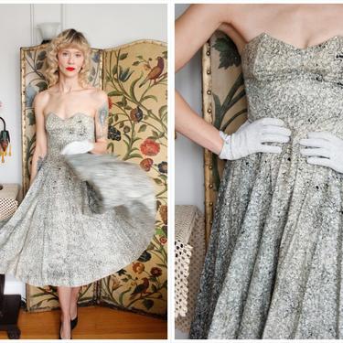 1950s Dress // Touch of Sparkle Del Monte Mexican Strapless Dress // vintage 50s dress 