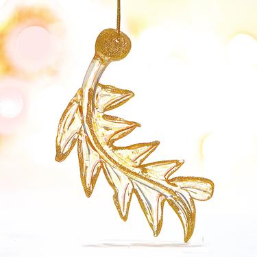 VINTAGE: Lampwork Leaf Ornament - Glass Ornament - White Christmas - SKU 15-E1-00016617 