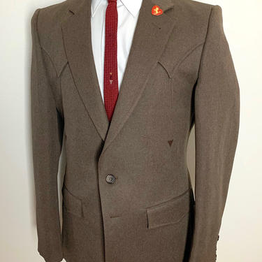 Vintage WESTERN Gabardine Blazer ~ size 38 Long ~ jacket / sport coat ~ Rockabilly / Cowboy 