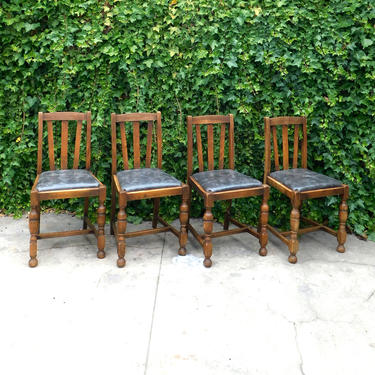 Craftsman Mission Arts &amp; Crafts Leather DIning Chairs (set of 4)