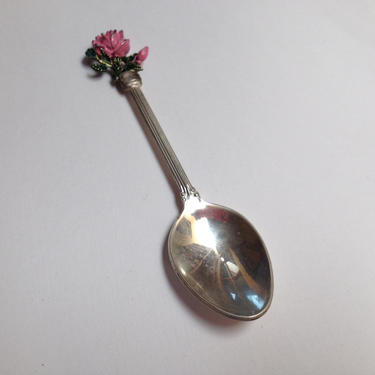 Vintage - C T Britain Silver Plated Rose Collector Souvenir Spoon- 1940's 
