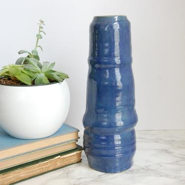 Studio Pottery Vase Vintage  Mid Century Purple Blue Pottery Cylinder Canister Catchall Boho Decor by PursuingVintage1