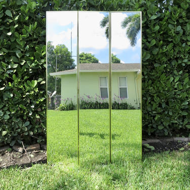 Vintage Divider - Mirror Divider - Room Mirror Screen Divider - Three Panel Divider - Folding Divider-Gold Mirror Divider - Free Standing 