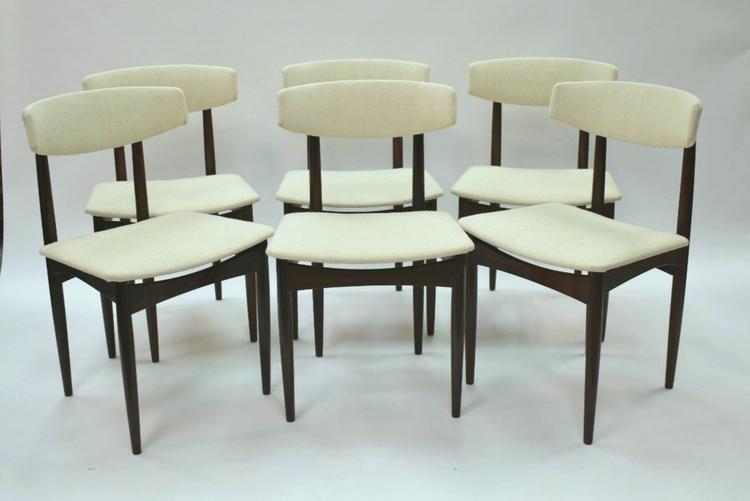 Danish Modern Rosewood and Wool Dining Chairs