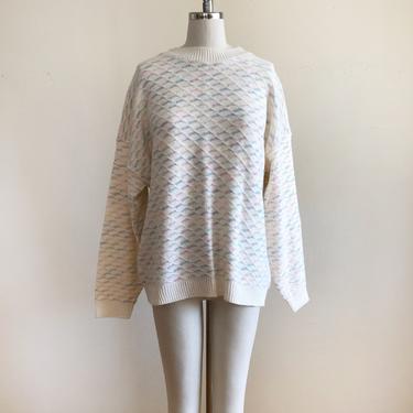 Oversized, Pastel and Cream Pullover Sweater - 1980s 