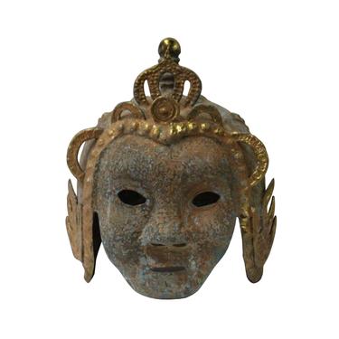 Chinese Oriental Green Bronze-ware Mask Shape Home Decor Display cs5295E 