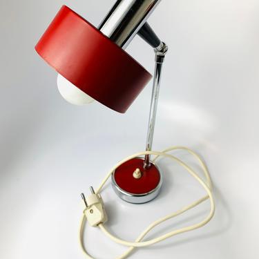 Vintage Gooseneck Table Lamp Red Mid Century 
