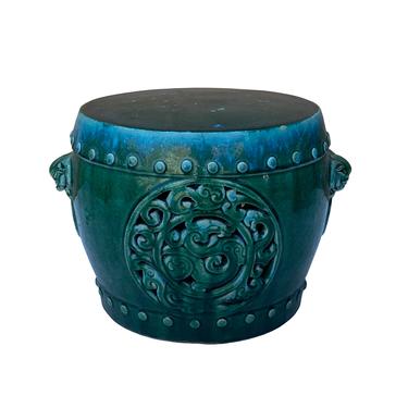 Chinese Ceramic Round Green Dragon Garden Stool Stand Table cs7055E 