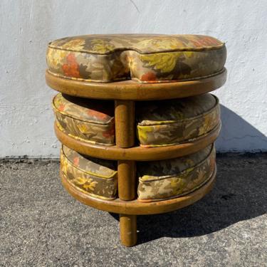3 Stacking Mid Century Modern Stools Seat Ottoman MCM Chair Seating Midcentury Retro Bohemian Boho Chic Retro Wood Floral Footrests 