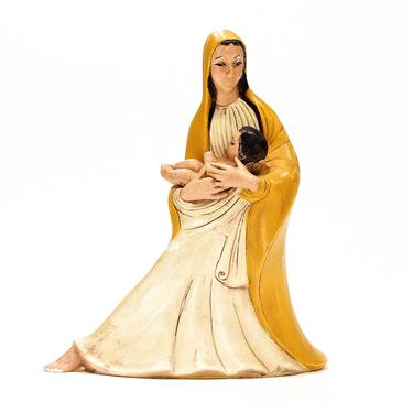 VINTAGE: 1983 - Madonna and Child Chalkware Figurine - Signed By Sandra Diaz - Mary with Jesus - Holland & Mold - SKU 23-B-00012200 