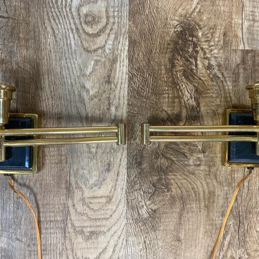 Set of 2 Koch and Lowy Style Gold Wall Scone Lamps or Bedside Lighting 