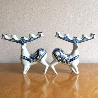 Very Rare Royal Copenhagen Fajance Deer Candelabra, Jeanne Grut 1960s Christmas 