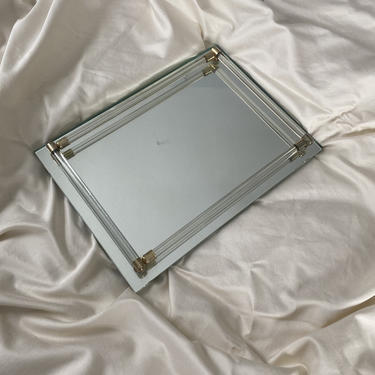 Mid Century Brass and Mirrored Tray 