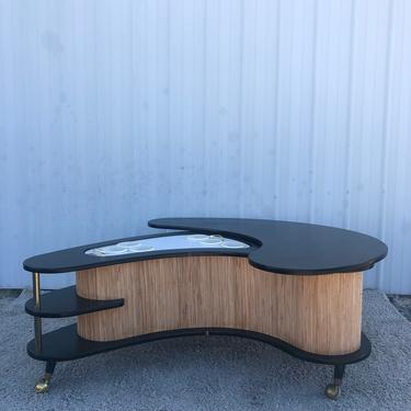 Expanding Mid Century Bar Cabinet Cocktail Table