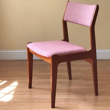 One Scandinavian Woodworks Teak Dining Chair in Knoll wool fabric 