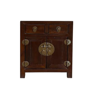 Chinese Brown Small Moon Face Metal Hardware End Table Nightstand cs7171E 