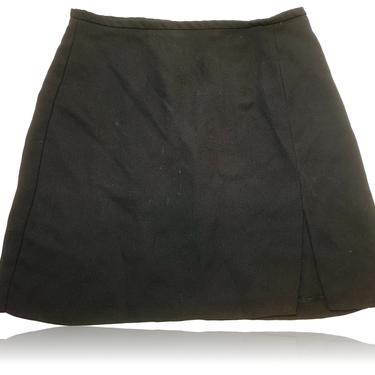 90s Black High Waisted Mini Skirt Leg Slit// Rampage // Size Medium 