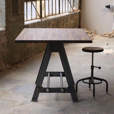 Industrial A frame Table Kitchen Island Walnut top desk by CamposIronWorks