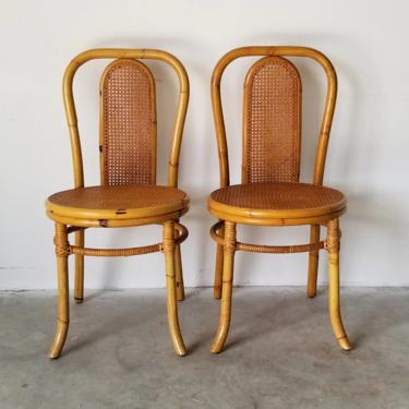 Vintage Bamboo & Cane Accent Chairs- a Pair. 