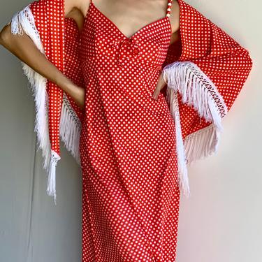 Nelbarden London Polka Dot Dress and Shaw Set Red and White 