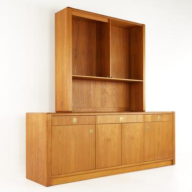 D Scan Mid Century Teak and Brass Buffet and Hutch - mcm 