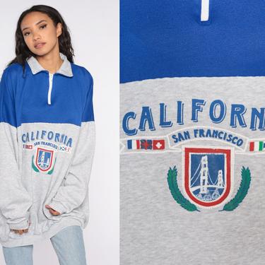 San Francisco Shirt Quarter Zip Sweatshirt 80s 90s Pullover Sweater 1990s Grey California Sweater Vintage Plus Size 3xl xxxl 3x 