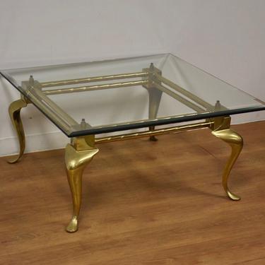 Brass &amp; Glass LaBarge Square Coffee Table 