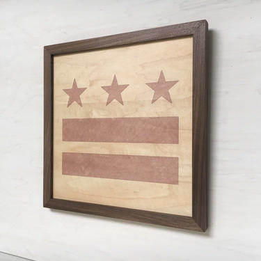 DC Flag Wall Hanging - Maple w/ Walnut Frame 
