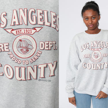 Los Angeles Fire Department Shirt California Sweatshirt 90s Los Angeles Shirt Retro Pullover 1990s Graphic Slouch Extra Large xl l 