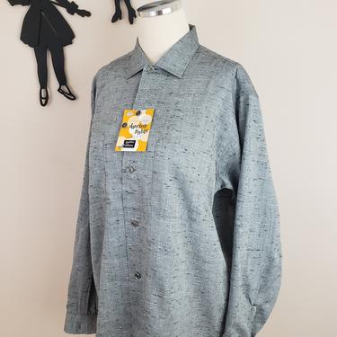 Vintage 1950's Men's Button Up /60s Gray Shirt 