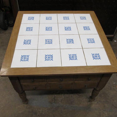 Vintage Mid Century Modern Tile top table with a  drawer 