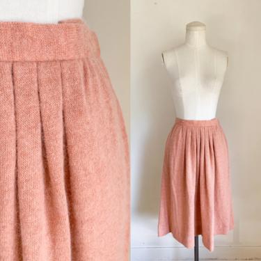 Vintage 1980s Peach Mohair Knit Skirt / XS / 26&quot; 