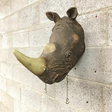 Vintage Hornsby's Rhino Head Retro 1990's Animal Head Sign or Wall Mount for Hard Cider Memorabilia Man Cave Decor 