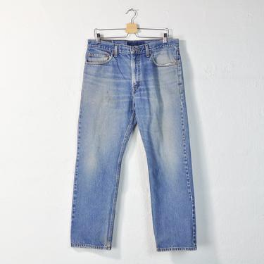 Levi's 505 Jeans, Vintage 90s Levi Jeans, Classic Medium Wash Straight Leg Mid Rise Unisex Faded Worn Distressed Boyfriend 505 Jeans W 34 