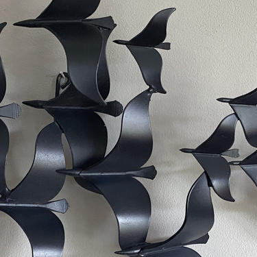 Curtis Jere Black Birds in Flight Wall Sculpture #2 