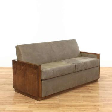 Wood Frame Leather Contemporary 2 Seater Sofa