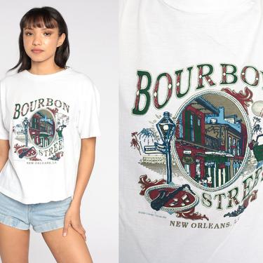 New Orleans Shirt Bourbon Street Shirt 90s Tee Retro 1990s Vintage T Shirt Graphic Short Sleeve Large L 