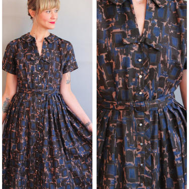 1960s Dress // Abstract Day Dress // vintage 60s dress 