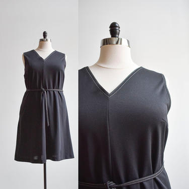 1970s Black Shirt Dress with Belt 