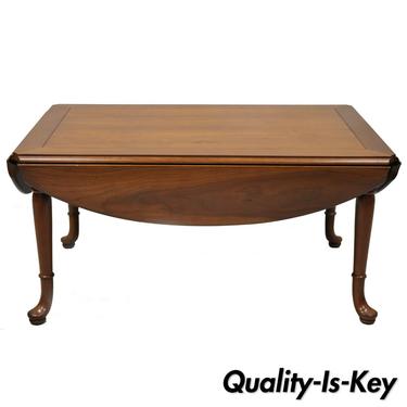 Vintage Statton Trutype Solid Cherry Wood Drop Leaf Queen Anne Coffee Table